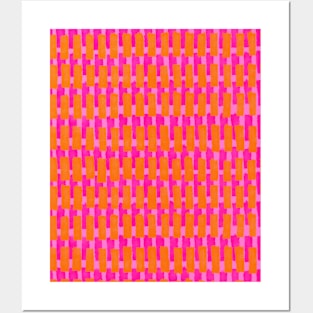 Hot Pink and Orange Geometric Layers Pattern Posters and Art